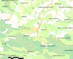 Poziția localității Quillan