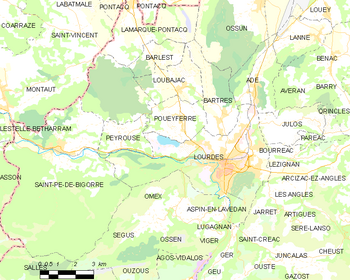 Map of the commune de Lourdes