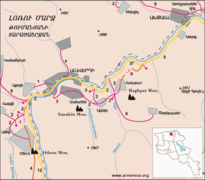 Mappa dell'area intorno ai monasteri di Haghpat e Sanahin