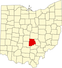 Map of Ohajo highlighting Fairfield County