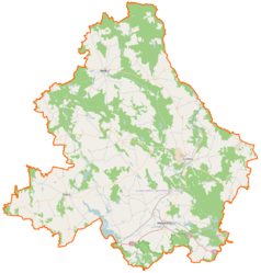 Mapa konturowa powiatu łobeskiego, po prawej znajduje się punkt z opisem „Suliszewice”