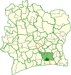 Location in Ivory Coast. Sikensi Department has retained the same boundaries since its creation in 2005.