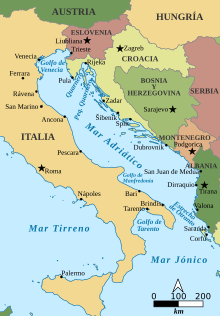 A map of the Adriatic Sea