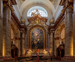 Baroque Ionic columns in the Karlskirche, Vienna, Austria, 1715–1737, by Johann Bernhard Fischer von Erlach[8]