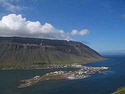 'n Lugfoto van Ísafjörður