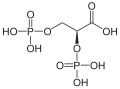 Deutsch: Struktur von L-2,3-Bisphosphoglycerinsäure English: Structure of L-2,3-bisphosphoglyceric acid