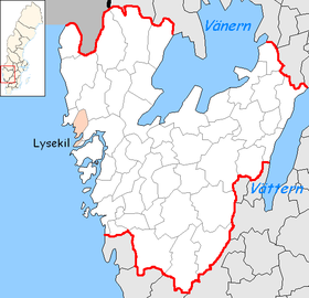 Karta Grofovije Västra Götaland sa pozicijom Općine Lysekil