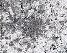 Satellite picture of Storm Filomena, snowfall over the Community of Madrid.