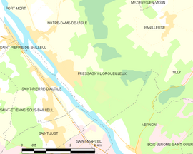 Mapa obce Pressagny-l’Orgueilleux