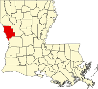 Map of Luizijana highlighting Sabine Parish