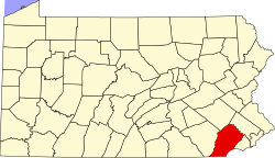 Vị trí quận Chester trong tiểu bang Pennsylvania ở Hoa Kỷ