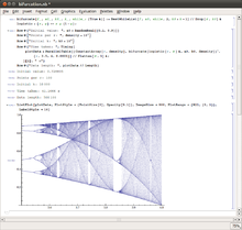 Description de l'image Mathematica logistic bifurcation.png.