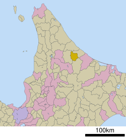 Location of Nishiokoppe in Hokkaido (Okhotsk Subprefecture)