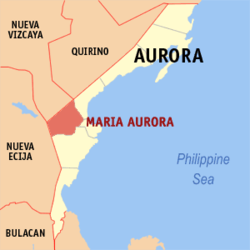 Map of Aurora with Maria Aurora highlighted