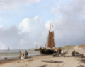 Strandgezicht door Petrus Marius Brouwer (1819-1886)