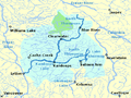 A map of the Thompson River's watershed. The Canadian follows the river.