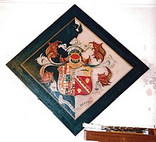 The Funerary Hatchment of Sir Thomas White, 1st Baronet of Tuxford and Wallingwells in the White mortuary chapel in St. Nicholas, Tuxford