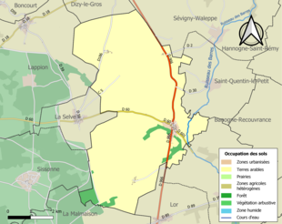 Carte en couleurs présentant l'occupation des sols.