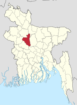 Bản đồ thể hiện vị trí của huyện Sirajganj ở Bangladesh