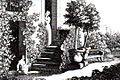 Goethe's 'House Garden' with Christiane Vulpius and August by Carl Lieber according to a sketch by Goethe, 1793, Garden Entrance/ Gartenzugang