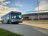 An Edmonton Transit Service bus by Commonwealth Stadium
