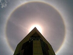 22° halo around the Sun, above PT Semen Padang building at Padang, Indonesia, October 2, 2009, at 11:09 am