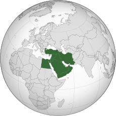 Мапа Средњег истока (зелено)