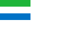 Naval ensign of Sierra Leone, has a canton with a horizontal triband of green, white, and blue (e.g. the Sierra Leone national flag).