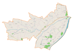Mapa konturowa gminy Samborzec, po lewej nieco na dole znajduje się punkt z opisem „Ryłowice”