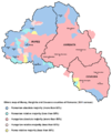 Map ethnigrwydd Harghita, Covasna a Mureș (2011)