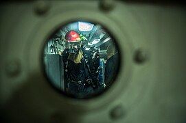 USS Shiloh Sailors conduct fire drill 140911-N-UF697-068.jpg