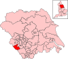 A small constituency, located in the centre of the county to the south of two equally small constituencies.