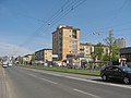 Современный вид с Кантемировской улицы на угловую башню корпуса 3 в сторону Парголовской улицы