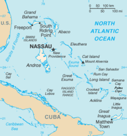 Map of the Bahamas show Nassau