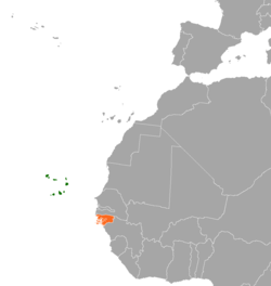 Map indicating locations of Cape Verde and Guinea-Bissau