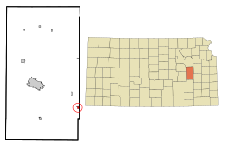 Location within Lyon County and Kansas