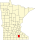 Harta statului Minnesota indicând comitatul Steele
