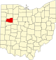 Localização do Map of Ohio highlighting Allen County