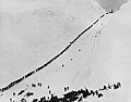 Image 3Miners and prospectors climb the Chilkoot Trail during the Klondike Gold Rush. (from History of Alaska)