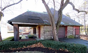 Northwest side of Woodland station building, December 2018.jpg