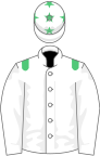 White, emerald green epaulettes, emerald green stars on cap