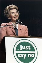 Nancy Reagan speaking at a "Just Say No" Rally in Los Angeles