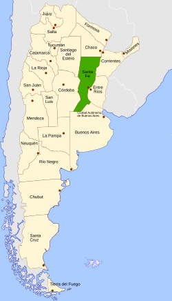 Location o Santa Fe Province athin Argentinae