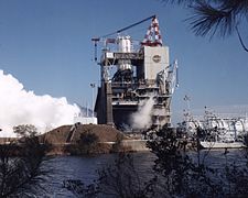 Shuttle main engine test in the A-1 Test Stand.