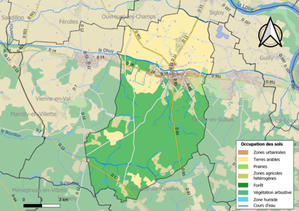 Carte des infrastructures et de l'occupation des sols de la commune en 2018 (CLC).