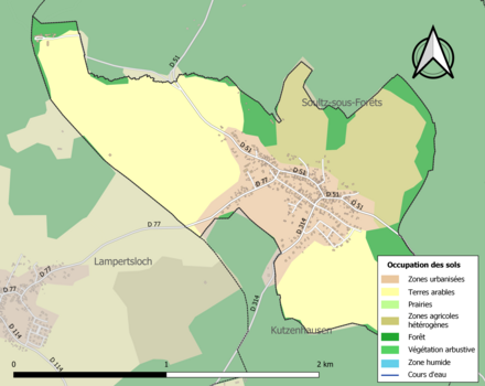 Carte en couleurs présentant l'occupation des sols.