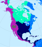 Carte de l'Amérique du Nord présentant les 5 bassins versants majeurs