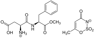 Skeletal formulas of aspartame-acesulfame salt