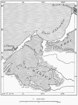 Het Maryut-meer, links op de kaart