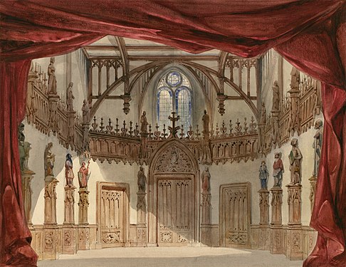 Set design for the second part of Victor Hugo's Les Burgraves by Humanité René Philastre and Charles-Antoine Cambon, restored by Adam Cuerden